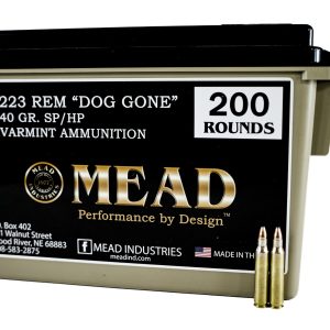 223 REM MEAD 40gr SP "Dog Gone" Varmint Ammunition! FREE Ammo Can! (200 rounds)
