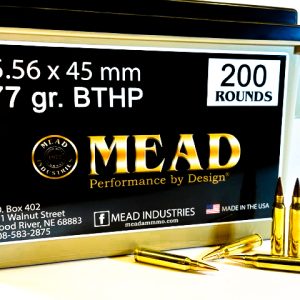 5.56 x 45mm MEAD 77gr BTHP!  NEW Brass! FREE Ammo Can! (200 rounds)
